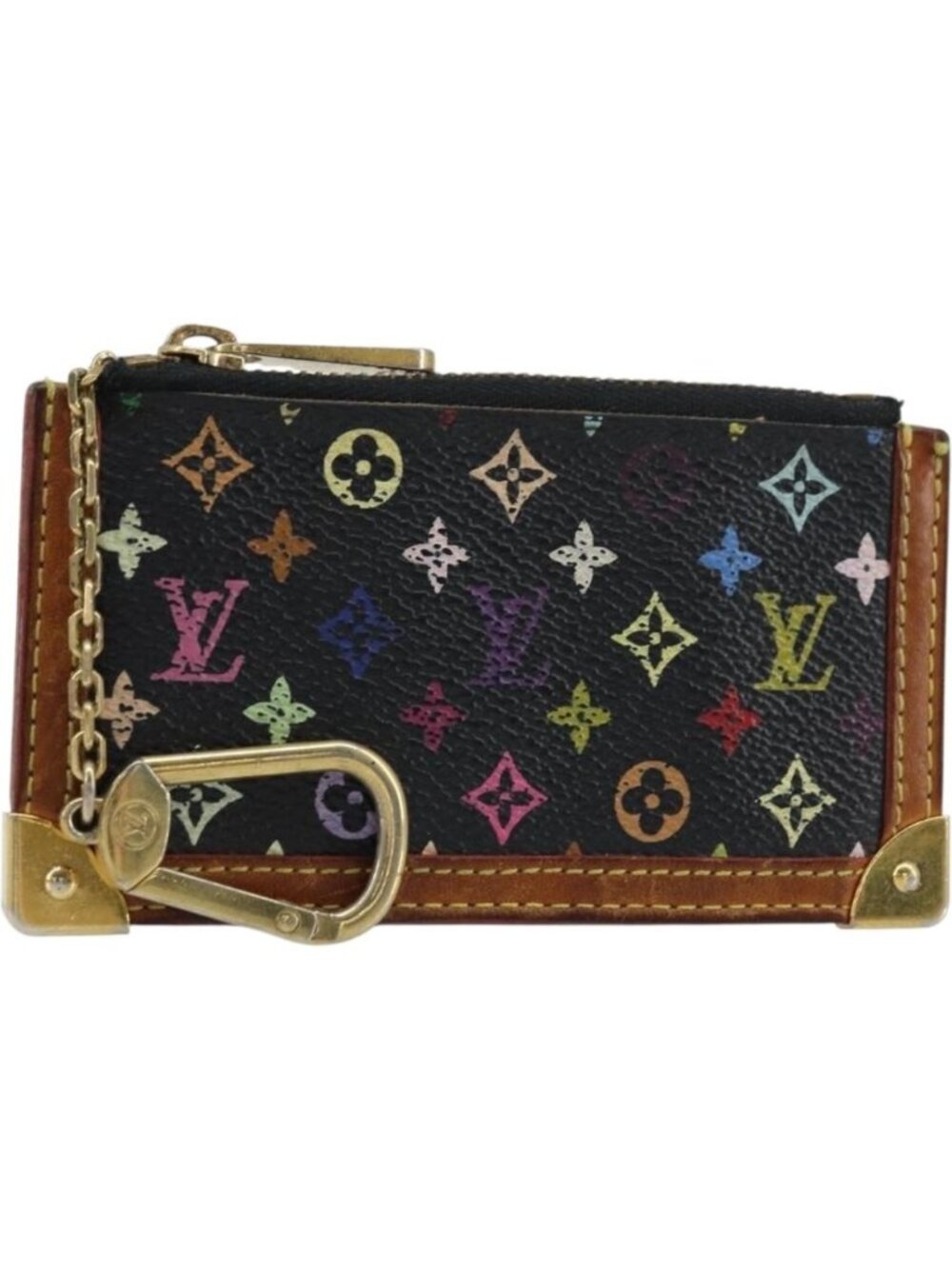 LOUIS VUITTON Multicolor Pochette Cles Coin Purse Black M13664